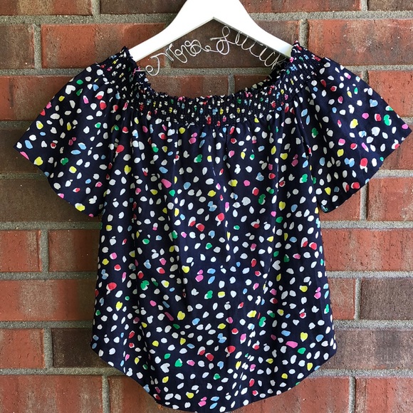 J. Crew | Women's Polka Dot Print Short Sleeve Top - Picture 1 of 6